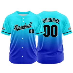 Custom Full Print Design Baseball Jersey Light Blue&Blue
